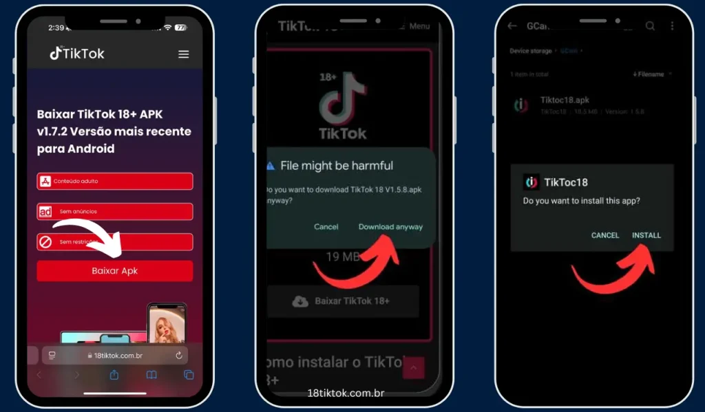 Como baixar e instalar o TikTok 18+ no seu telefone Android